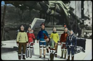 Image of Eskimo [Inuit] Dolls on Back Steps [wooden figurines on the Bowdoin]